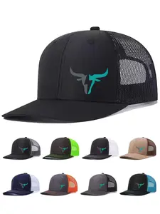 Neutral Horn Printed Baseball Cap, Adjustable Mesh Design, Casual Fitted Style, Perfect for Outdoor Activities & Daily Wear, Dome Mesh Cap