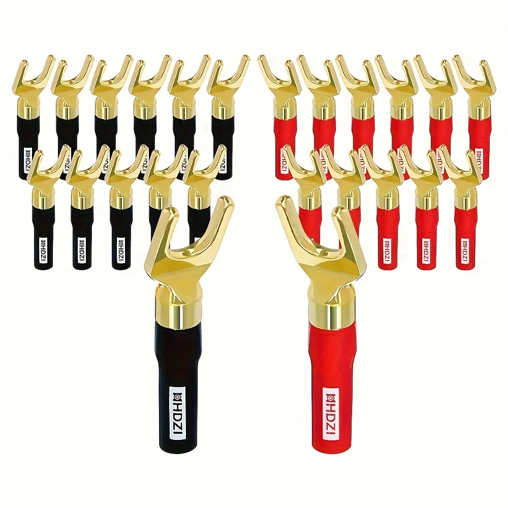 HHDZI Soft Rubber Type Y Banana Plug, 24K Gold Plug, Fever Speaker Cable Terminals for Speaker Cable, Home Theater, Audio/Video Receivers and Sound Systems (12 pcs)