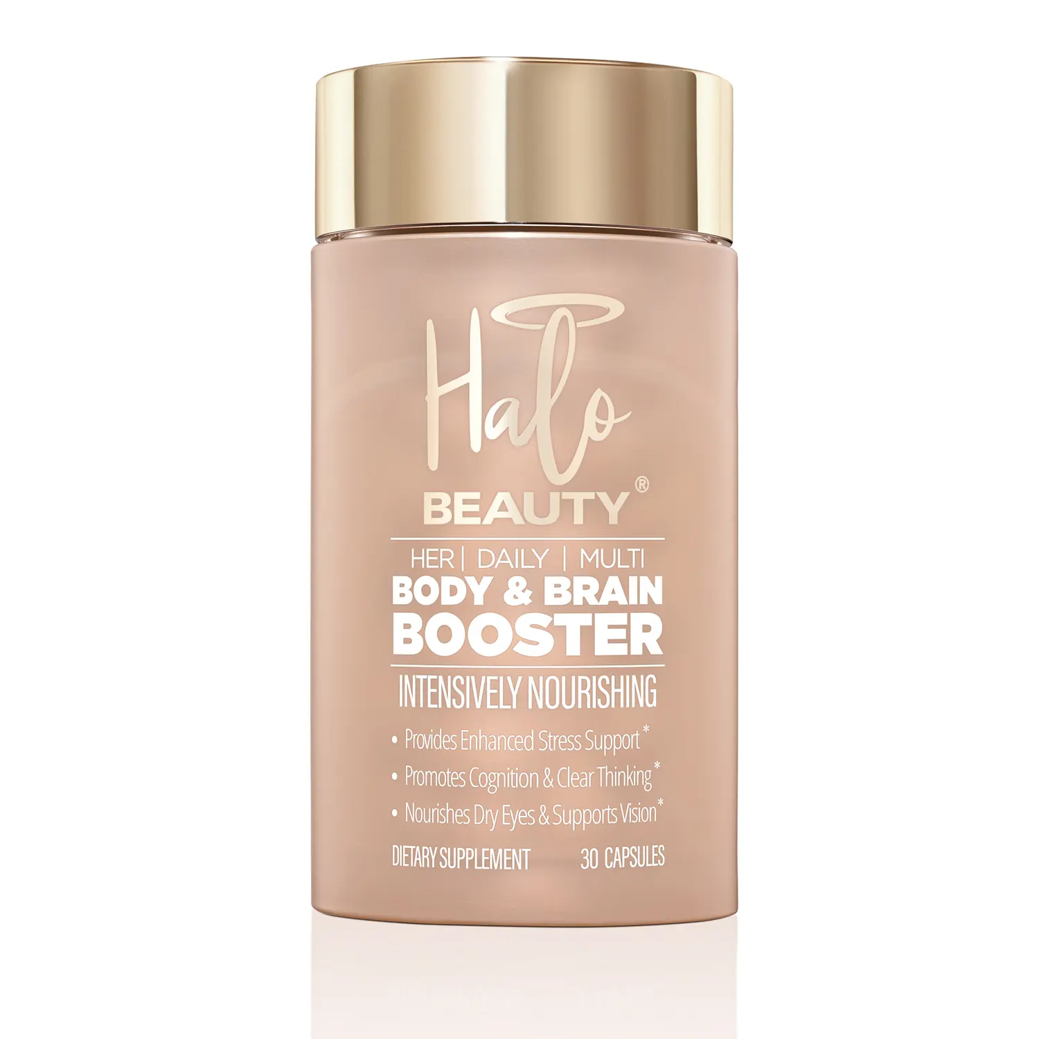 Halo Beauty Her Daily Multi Vegan Women's Multivitamin for Energy Mental Clarity Focus Brain Body Wellness Booster with B6 D3 Zinc 30 Capsules - Supplement