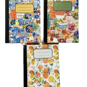 Summer Citrus Collection Personalized Composition Notebook Set of 3 Holographic Sparkle Covers 80 Lined Pages 7.5x9.75 Inches Perfect for Writing & Organizing