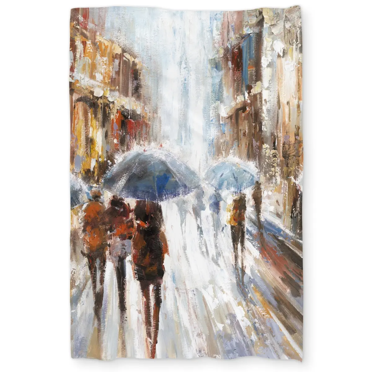 Begin Home Decor C1DCTXLW41BSHD Abstract Passersby in the City - Blue Office Twin Size Extra Long Duvet Cover