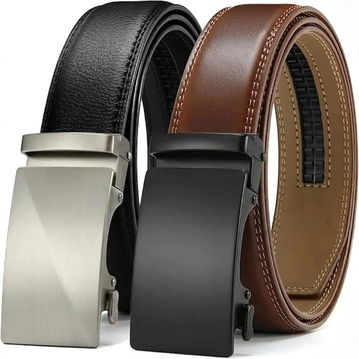 Men Ratchet leather Belt 2 Pack - Customizable Fit, Effortless Style (35mm)