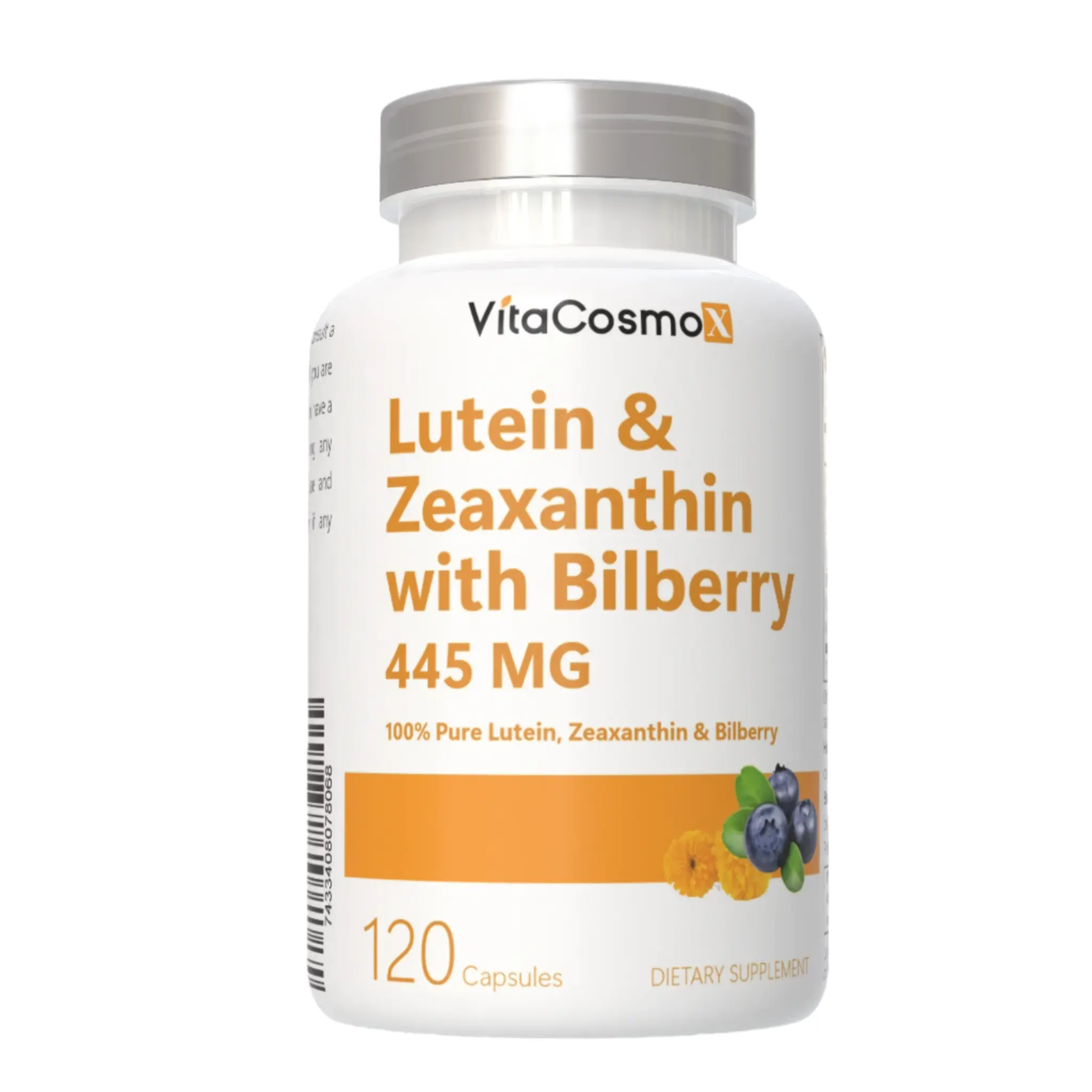 VitaCosmoX Lutein 40 mg with Zeaxanthin 4 mg & Bilberry 445 mg - 120 Vegan Capsules