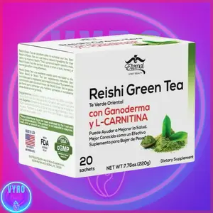 Eternal Spirit Beauty Reishi Green Tea with Ganoderma, 20 sachets - Organic, Halal, Unflavored, Allergen-Free - Natural, Beverage