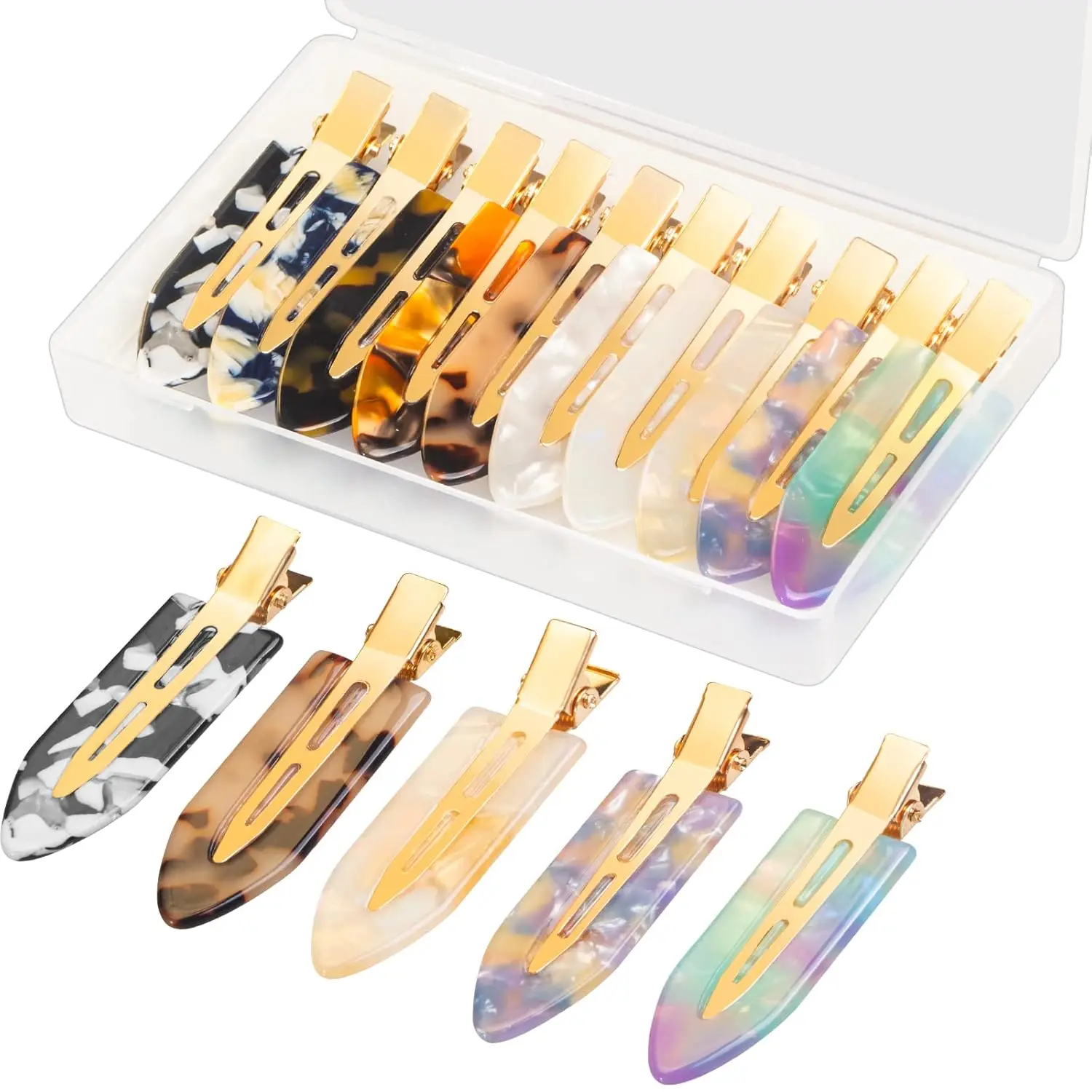 10 count No Bend Hair Clips for Women Styling Sectioning,  2.7" No Crease Bangs Hair Clips, Curl Pin Clips with Storage Box for Hairstyle Bangs Waves Makeup Application, 10 Colors