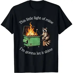 Whimsical Campfire Vibe Top - ‘I’m Gonna Let It Shine’ with a Playful Raccoon Chef, for Laid-Back Style,Casual daily wear suitable for both men and women. Sporty casual style. Suitable for all seasons.