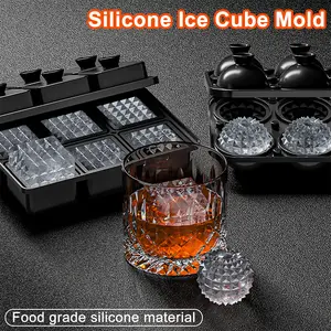 Crystal Diamond Ice Cube Tray, Big Thicked Silicone Square Ice Cube Mold, Large Freezer Ice Mold, Fun and Unique Shapes Slow Melting Ice for Cocktails, Brandy, Bourbon, Whiskey Gift