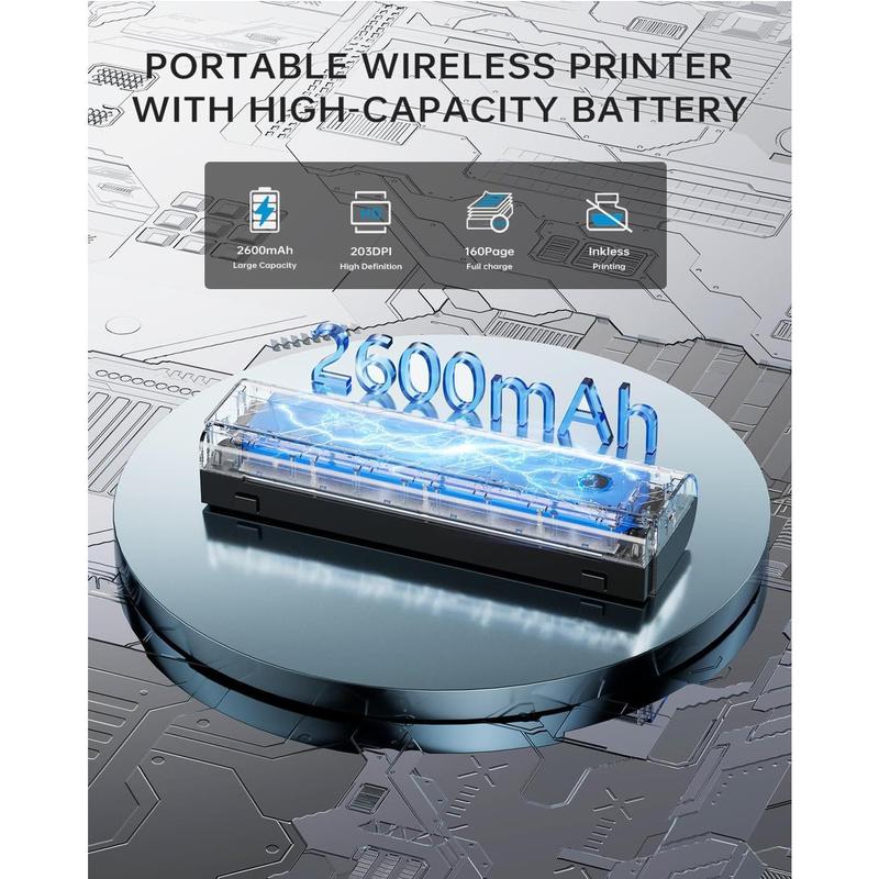 Portable Printer, Wireless Bluetooth Thermal Printer for Travel & Mobile Use, Compatible with iOS, Android, Laptop, Supports 8.5"x11" US Letter & A4 Paper, No Ink Needed, Ideal for Home & Office TikTokShopBlackFriday desktop wireless gadget