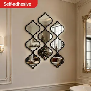 Moroccan Style Art Mirror Set, Classic Design, Wall Mounted Decorative Mirrors for Bathroom Living Room Entryway Home Decoration