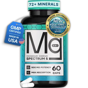 Spectrum 5 Magnesium | 5-in-1 Magnesium Complex + 72 Trace Minerals for Enhanced Absorption | 500mg of Magnesium per Serving | Made in USA | GMP Certified & 3rd Party Tested