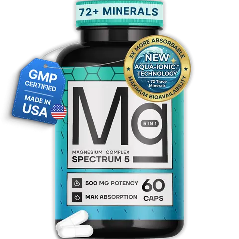 Spectrum 5 Magnesium | 5-in-1 Magnesium Complex + 72 Trace Minerals for Enhanced Absorption | 500mg of Magnesium per Serving | Made in USA | GMP Certified & 3rd Party Tested Curated Supplements Digestive Wellness Bundle