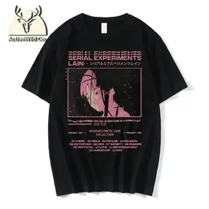 Unisex Iwakura Manga Girl Sci Fi Short Sleeve Tee Tops Anime Serial Experiments Lain T-Shirt Men Women Graphic T Shirts