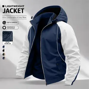 Men’s Autumn/Winter New Color-Block Patchwork Hooded Jacket — Simple Casual Outerwear for Everyday Wear