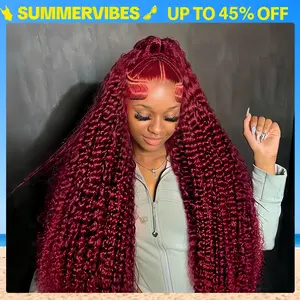 CheetahBeauty 200% Density 99J Burgundy/Natural Black/T1B/4/27/FB30 Highlight Deep Wave Human Hair Wig 13x6 HD Transparent Lace Front Remy Hair Wigs Pre Plucked Brazilian Deep Wave Human Hair Wig For Women #Summervibes #weeklydeals