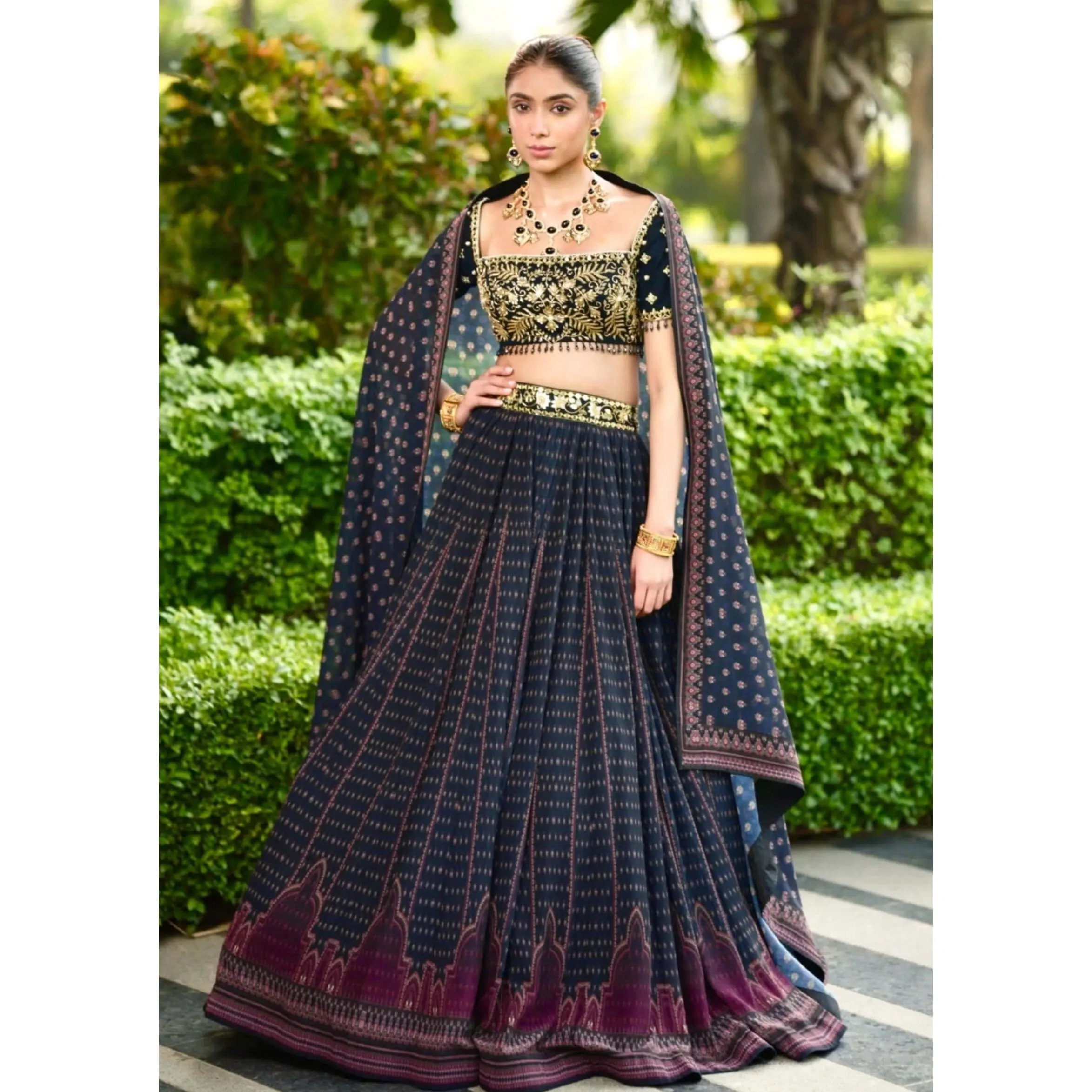 Jahaan dark blue lehenga set