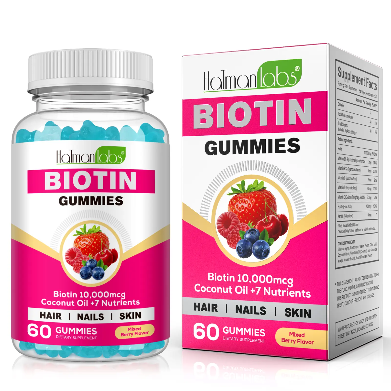Hatmanlabs Biotin Supplement 10,000 mcg 60 Gummies Healthcare Hatmanlabs Biotin Supplement 10,000 mcg 60 Gummies Healthcare