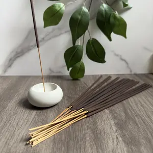 Sacred Fruits Scented Incense Sticks w/ Holder, 20 Pack Handmade, Essential Oils, Throat Chakra, Mental Clarity Self Assurance, Hand Dipped