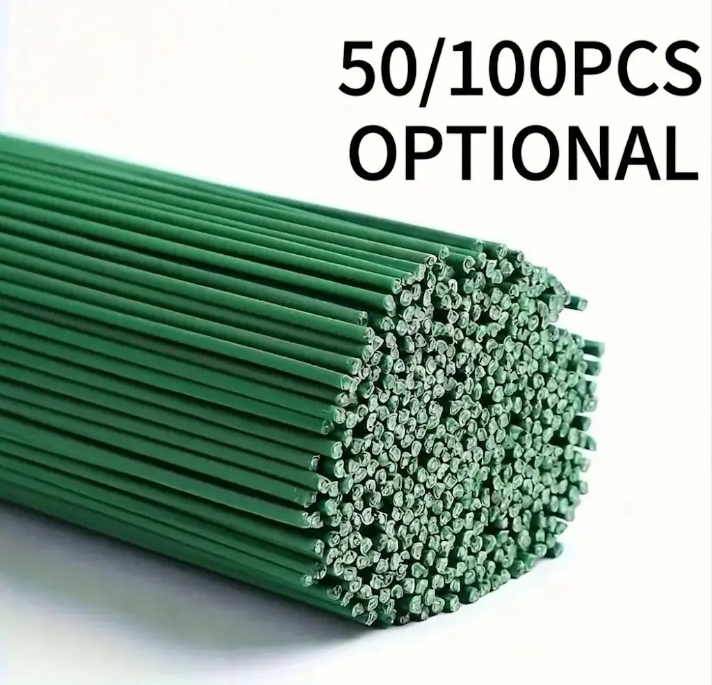 DepotWind 14 Gauge Floral Wire Stems, 50/100 Pack Flexible Iron Stem Rods, 12/16 Inch (30/40 cm), for Artificial Flowers, Bouquets, DIY Crafts, Home and Wedding Decorations