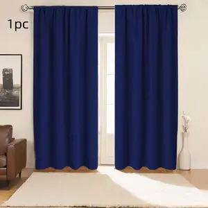 1pc Solid Color 100% Full Blackout Curtains, Rod Pocket Design, Sun Protection & Heat Insulation Drapes for Living Room, Bedroom, Bay Window and Floor-to-Ceiling Window