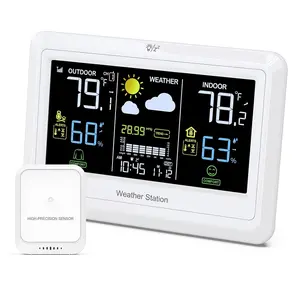 Station Indoor Thermometer, Color Thermometer Humidity Monitor with Forecast, Barometric Pressure,, Calendar, Backlight for Home