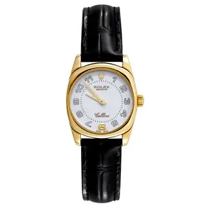 Rolex Cellini Danaos 26mm 6229 Quartz White Dial 18K Yellow Gold Women's Watch WHT032215