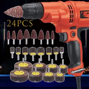 24Pieces Flap Wheel Sander Set, 1/4”Shank Flap Sander for Drill, Long-Lasting Cylindrical Shape Sanding Wheel for Removing and Polishing Rust Paint(80 Grit) - Home Improvement.