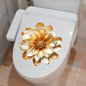 A self-adhesive lotus spring flower toilet sticker for bathroom and toilet decoration, M10149, Bathroom Decorations