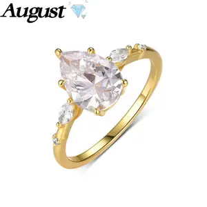 Women's 2CT Moissanite Solitaire Ring - Water Drop Design, Artificial Gemstone Engagement Ring for Wedding & True Love Commitment, Engagement Rings