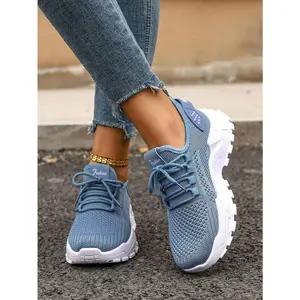 Women's Retro Platform Sneakers With Korean-Style Platform Heels, Breathable Mesh And EVA Uppers, And Padded Arch Support For All-Season Comfort. These Comfortable Walking Shoes Feature A Thick, Dad-Style Design With Arch Support And A Durable Rubber Outs