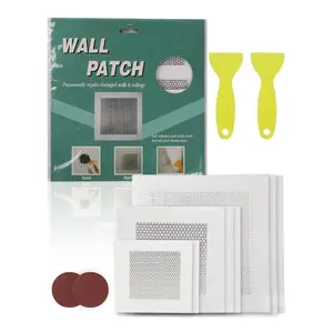 【fathersdaygift】VEVOR 16PCS Drywall Repair Kit, 4/6/8-inch Aluminum Dry Wall Repair Patch Kit with 2 Scrapers & 2 Sandpapers, Self-Adhesive Drywall Patches for Nail Holes, Wall Cracks, Peeling, Scraping