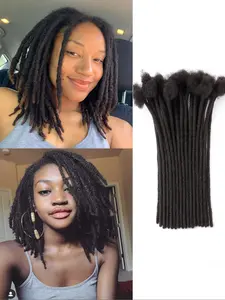 Dreadlock Extension Permanent Human Hair Handmade Crochet Locs 6-16inch 20 Strands/Bundle for Daily Hip-Hop Styles, Interlocked Locs
