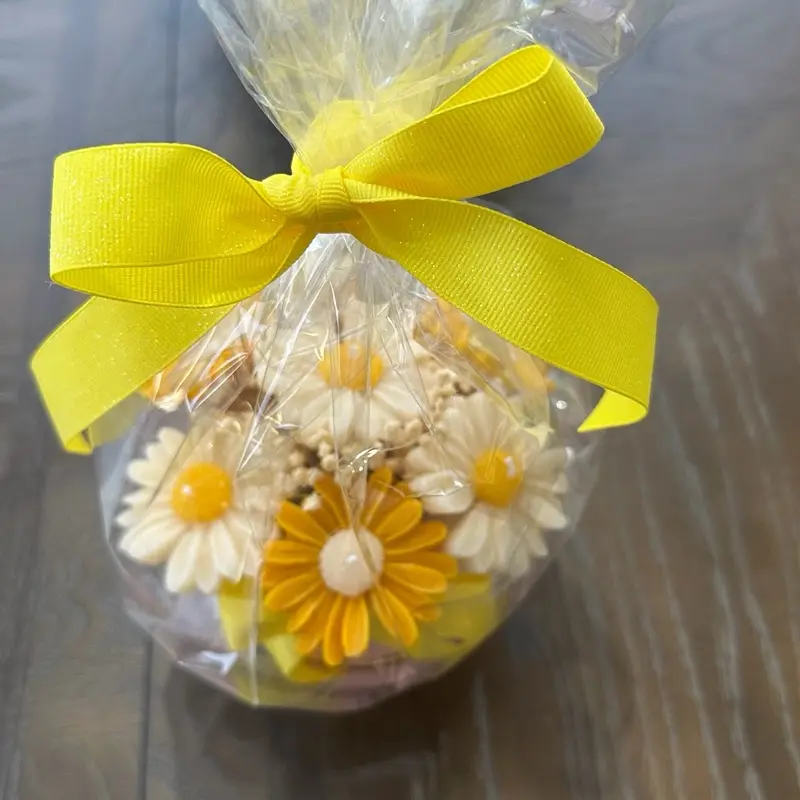 Yellow Daisy Bouquet in Clear Gift Bag with Yellow Bow Perfect for Gifting and Home Decor