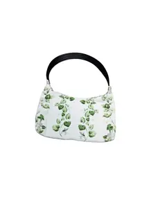 Green Vine Floral Boho Bag – Cottage Upcycled Towel Purse | Fresh Botanical Shoulder Bag