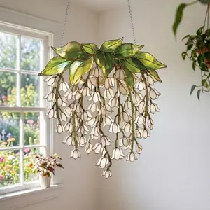 Lily of the Valley Stained Glass Suncatcher Hanging Window Floral Decor Gift