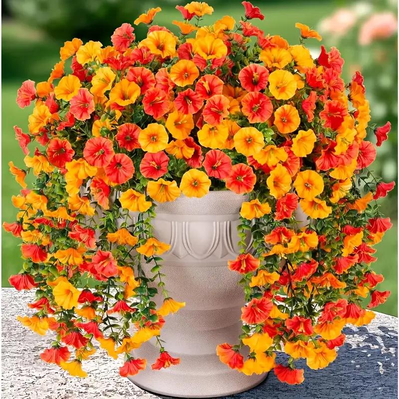 Artificial Morning Glory Vine, 2/4 Bunches Fake Flower Vine, faux flower, Decorative Flowers for Home Party Wedding Outdoor Yard Wall Hanging, Ornaments, Mother's Day Gifts