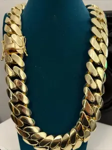 22Mm Wide Men's Hip Hop Style Monte Carlo Cuban Chain, 18K Gold Plated Miami Cuban Style Gangster Style, Halloween/Christmas/Gift to Friends, Shine Durable Ice Men's Accessories Hip Hop Festival Accessories