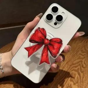 Cute Red Heart Bow Magsafe Phone Grip, Mangetic Popsocket, E Reader Grip Kindle Accessories, Girly Phone Holder