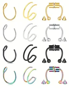 2024 Summer Unisex Punk Style U-shape Nose Rings Without Piercing, Simple Plain Stainless Steel Magnetic Nose Ring, Fashionable Versatile Body Jewelry Accessory Non Piercing Jewelry for Men & Women