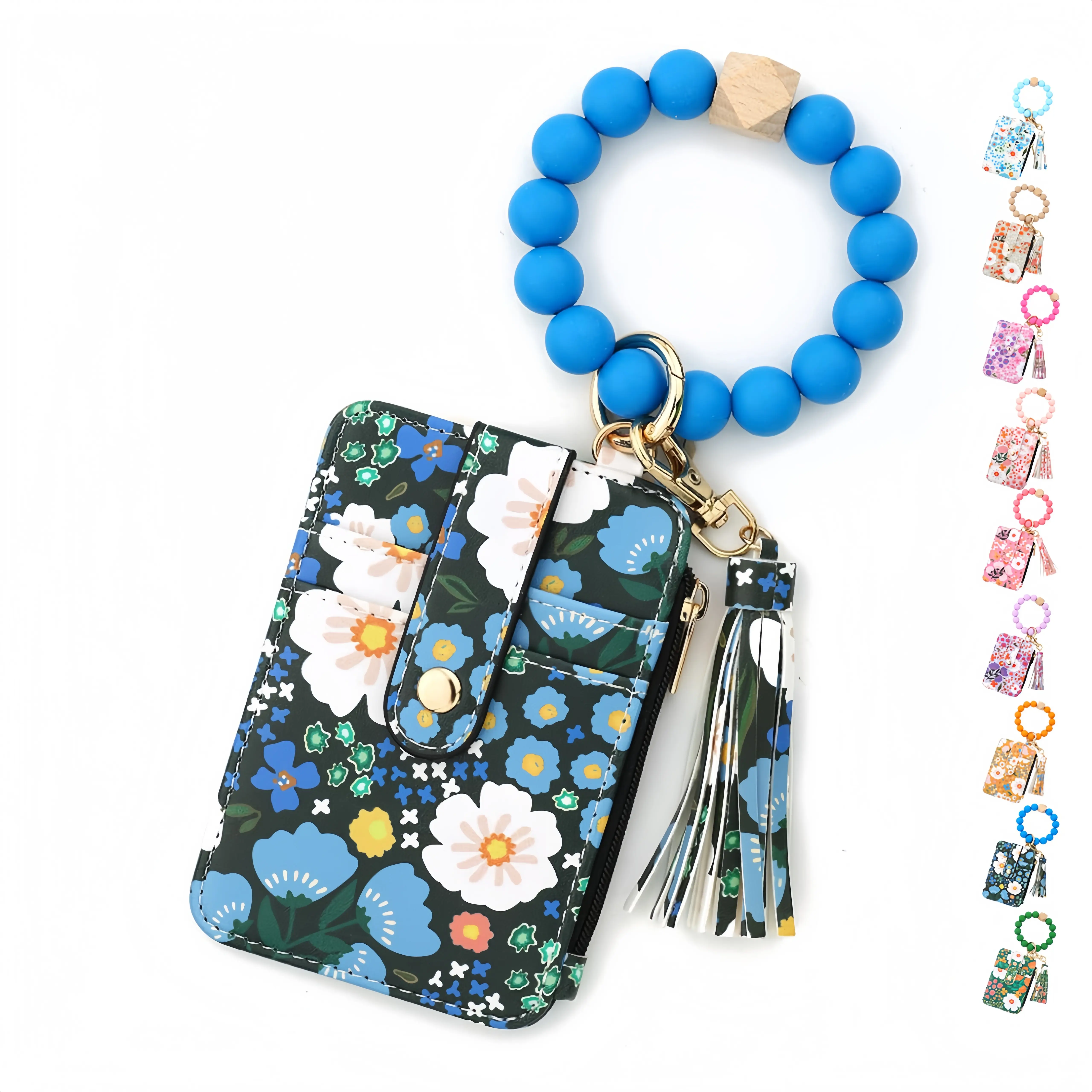 Boho Silicone Beaded Wristlet Keychain Wallet For Women, Cute Key Ring Bracelet Bag Pendant Organizer With Tassel, Chic Gift For Women Girls Girlfriend Mother’s Day,#summerwins