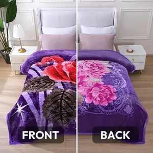 5.6 lbs Weight,2ply Reversible Silky Soft Warm Blanket with A/B Print - Perfect for Late Autumn Winter Nights or All Seasons - 83" x 91" King Size Shrink Resistant