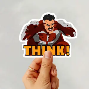 Omni Man Think Meme Vinyl Sticker, Invincible Series Funny Decal, Comic Villain Decor for Laptop Phone or Bottle