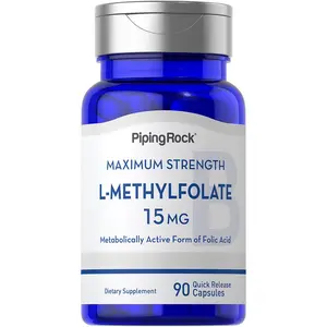 Piping Rock L Methylfolate 15 mg | 90 Capsules | Max Potency | Active Folic Acid Supplement | Non-GMO, Gluten Free