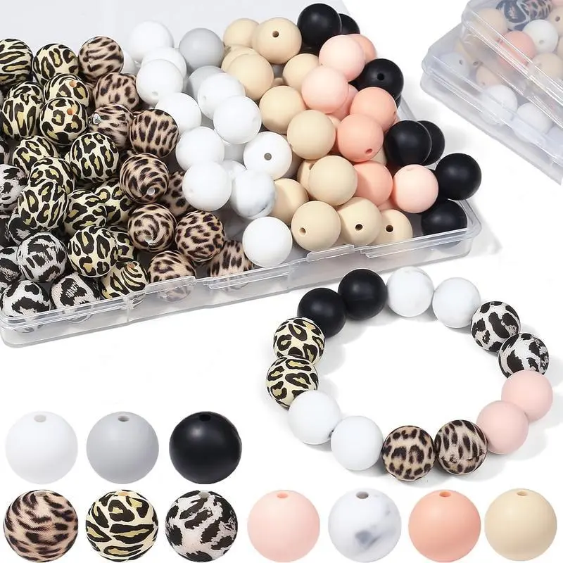 70Pcs Silicone Beads 15mm, Silicone Beads for Keychain Making Dark Leopard Print Focal Bead for DIY Bracelets and Necklace Crafts Making Bulk Rubber Bead (Classic Leopard) 70Pcs Silicone Beads 15mm, Silicone Beads for Keychain Making Dark Leopard Print Focal Bead for DIY Bracelets and Necklace Crafts Making Bulk Rubber Bead (Classic Leopard)