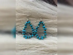 Navajo Sterling Silver Turquoise Chips Earrings-sm