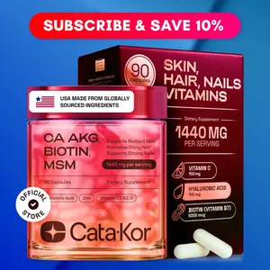 Cata-Kor Beauty Complex Capsules 90 Count, Ca AKG MSM Hyaluronic Acid Biotin Vitamin C D3 K2, Daily Dietary Supplement to Support Radiant Skin Shiny Hair & Strong Nails US Made