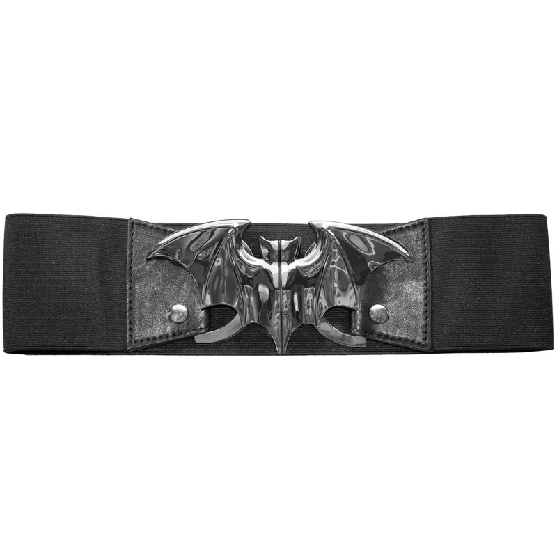 Women's Elastic Waist Belt Bat Silver