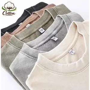 【TikTok Shop Deals】5-Pack Men‘s Cotton T-Shirts, Vintage Washed Short Sleeve Tees, Soft Breathable Summer Outfits & Perfect Guys Gifts, Basic Crewneck for Casual Streetwear and Daily Wear