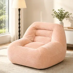 ARCH Corduroy Beanbag Couch for Living Room Bedroom Dorm Cozy Fluffy Cloud Mini Couch No Assembly Required Pink Fabric Foam Adult Bean Bag Chair Lounger Ergonomic Back Support Relax Reading Gaming, Pink Color Options, Fabric/Foam Material