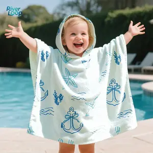 Infant Beach Bath Towel Set, Ultrafine Fiber Absorbent Hooded Towels, Suitable for Babies 1-1.2m Height, Cute Pattern Wrapping Cloth