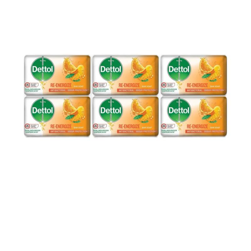 Dettol Re-Energize Antibacterial Body Soap Pack of 6 - Effective Antibacterial Formula Skin Care Skin Repair wash dove  soap  face